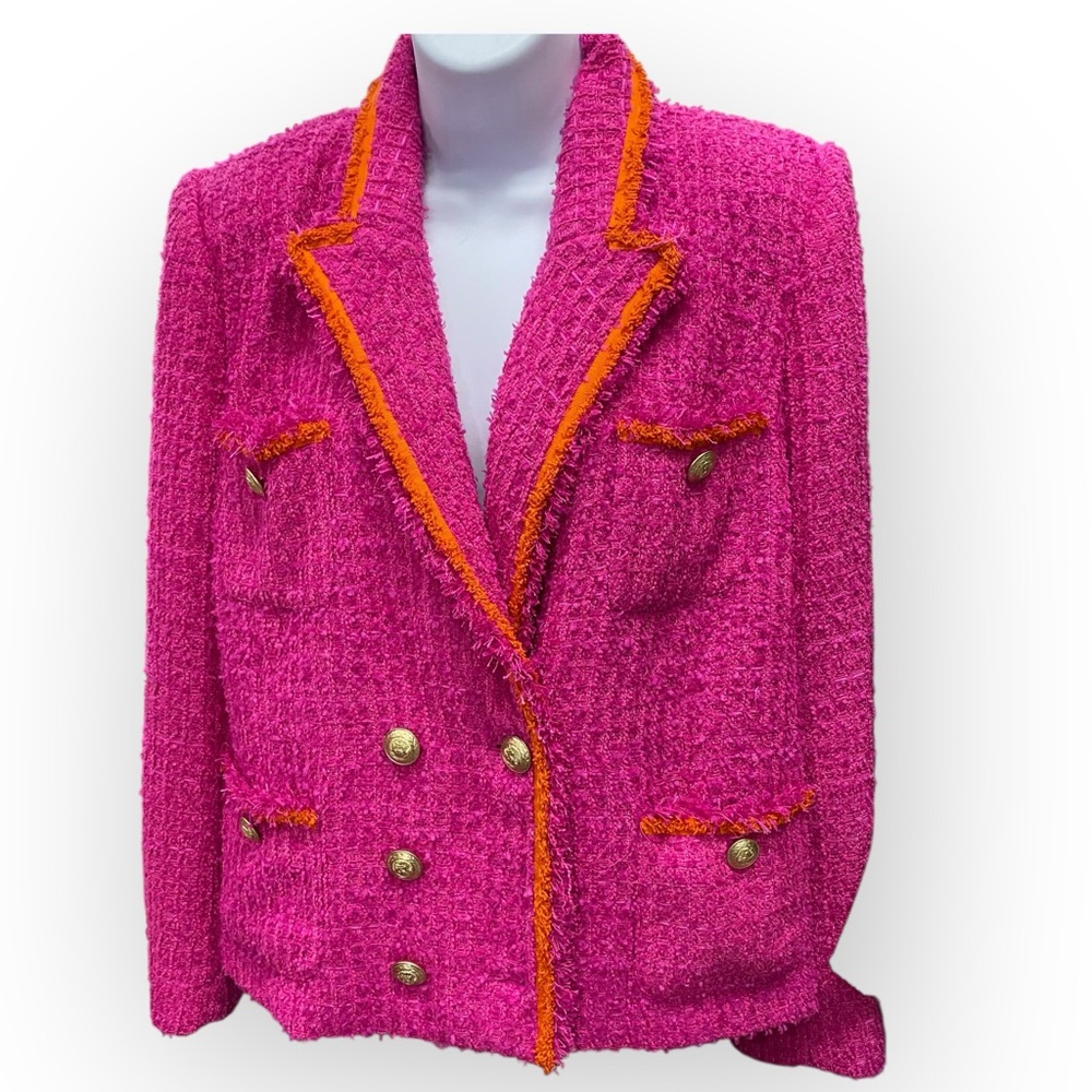 -L L'agence Alectra Peak Lapel Textured Jacket